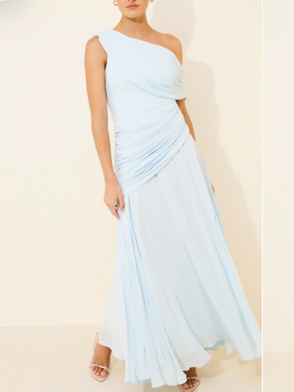 Deme Gemma One Shoulder Elegant Draped Evening Gown
